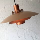 Pendant light in copper and beige layers, Denmark, 1960s.