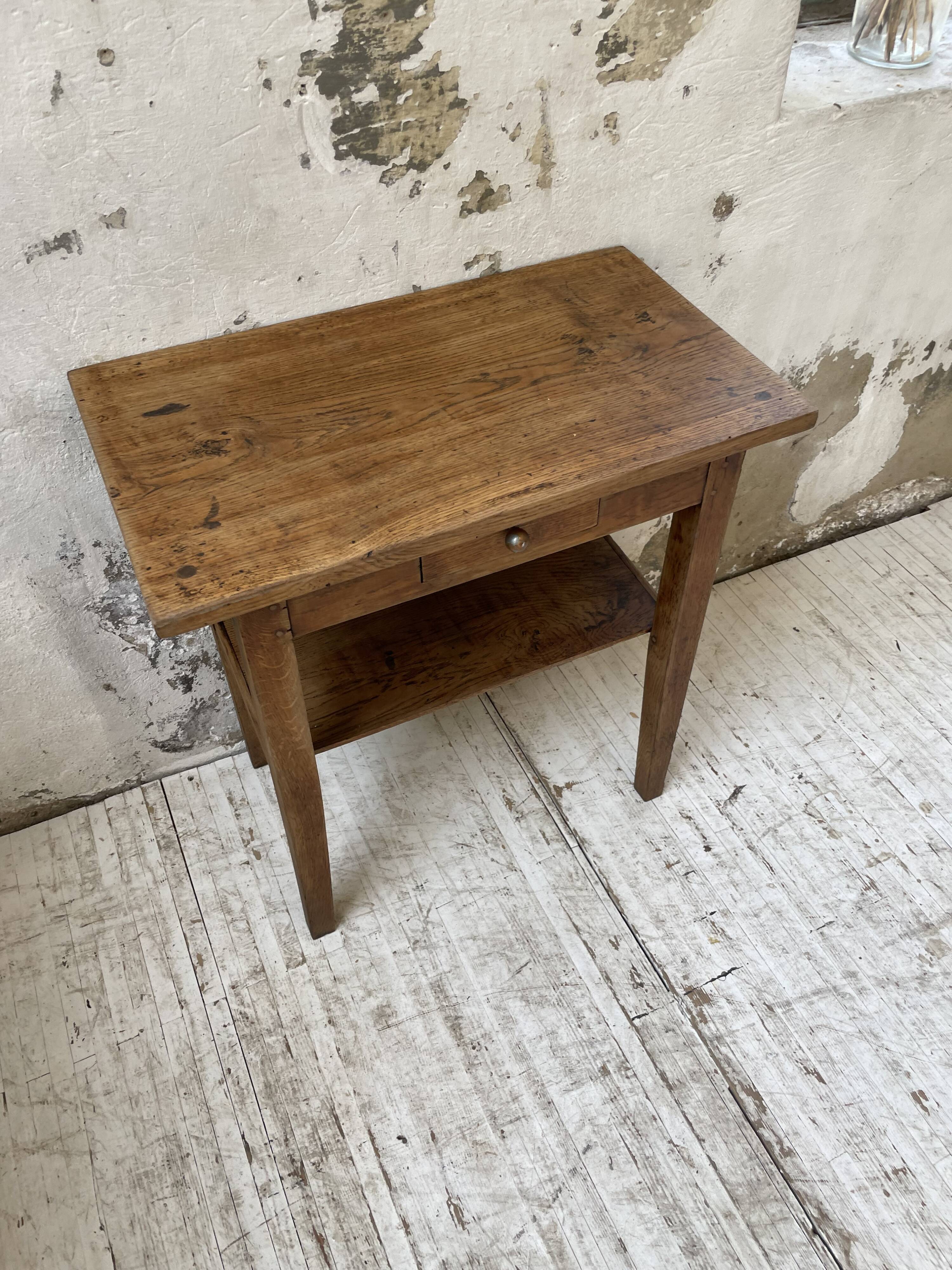 Oak console side table