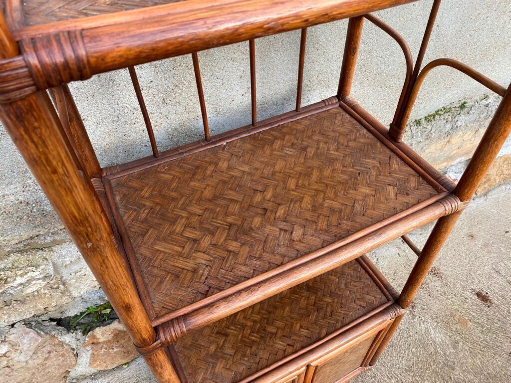 Vintage 70s rattan library