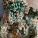 Pyrogenic, naturalistic tobacco jar in glazed terracotta from the 1900s