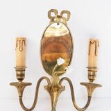 Ancienne applique en bronze avec miroir biseauté