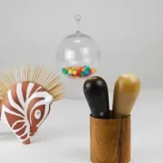 Carl Aubock II "The Bombs" salt and pepper shakers, walnut & horn, 1950s