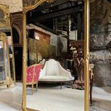 Napoleon III Period Fireplace Mirror in Gilded Wood with Louis XV Style Leaf