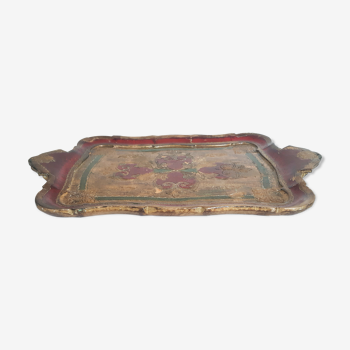 Venetian wooden top, red and gold, vintage, 50s