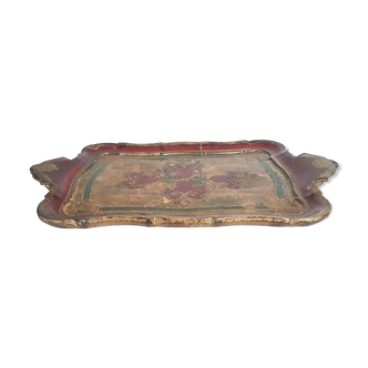 Venetian wooden top, red and gold, vintage, 50s