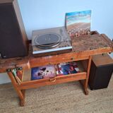 Vintage workbench with vices, antique workshop furniture.