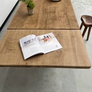 Large farm table from the 60s, in solid oak, with extensions
