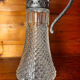 Beautiful moulded glass carafe jug, silver-plated mount, vintage.