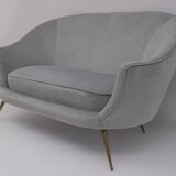 Canapé courbé et deux fauteuils italiens de style mid-century moderne de Federico Munari, 50