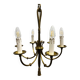Lustre vintage en laiton à 6 lumières, corde et pampille, France, années 1950