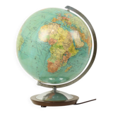 Large Illuminated World Globe Lamp Columbus Fifties