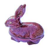 Terrine en céramique modèle lapin couleur rouge foncé vintage