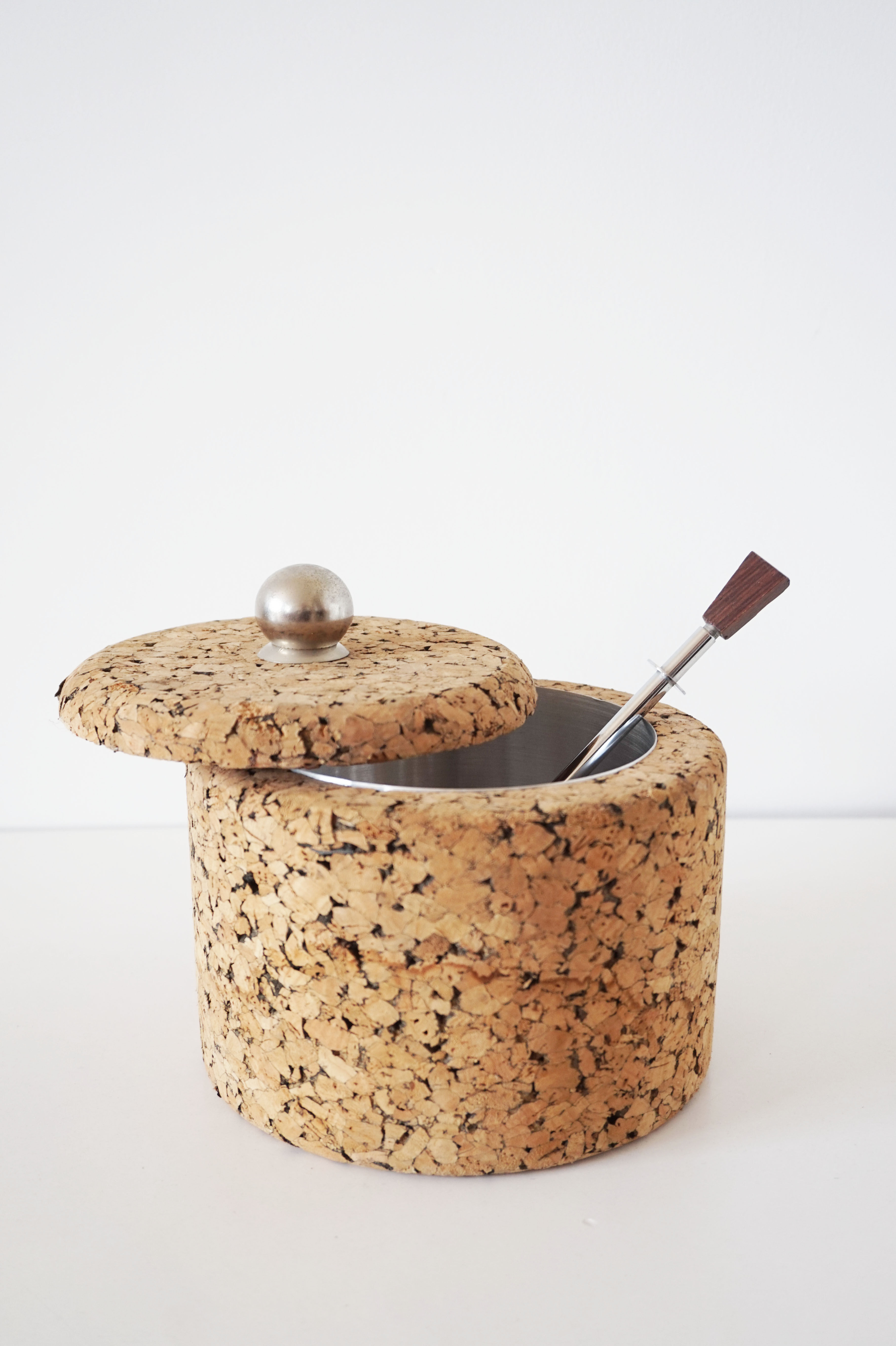 Cork ice bucket and its 1970 ice clip