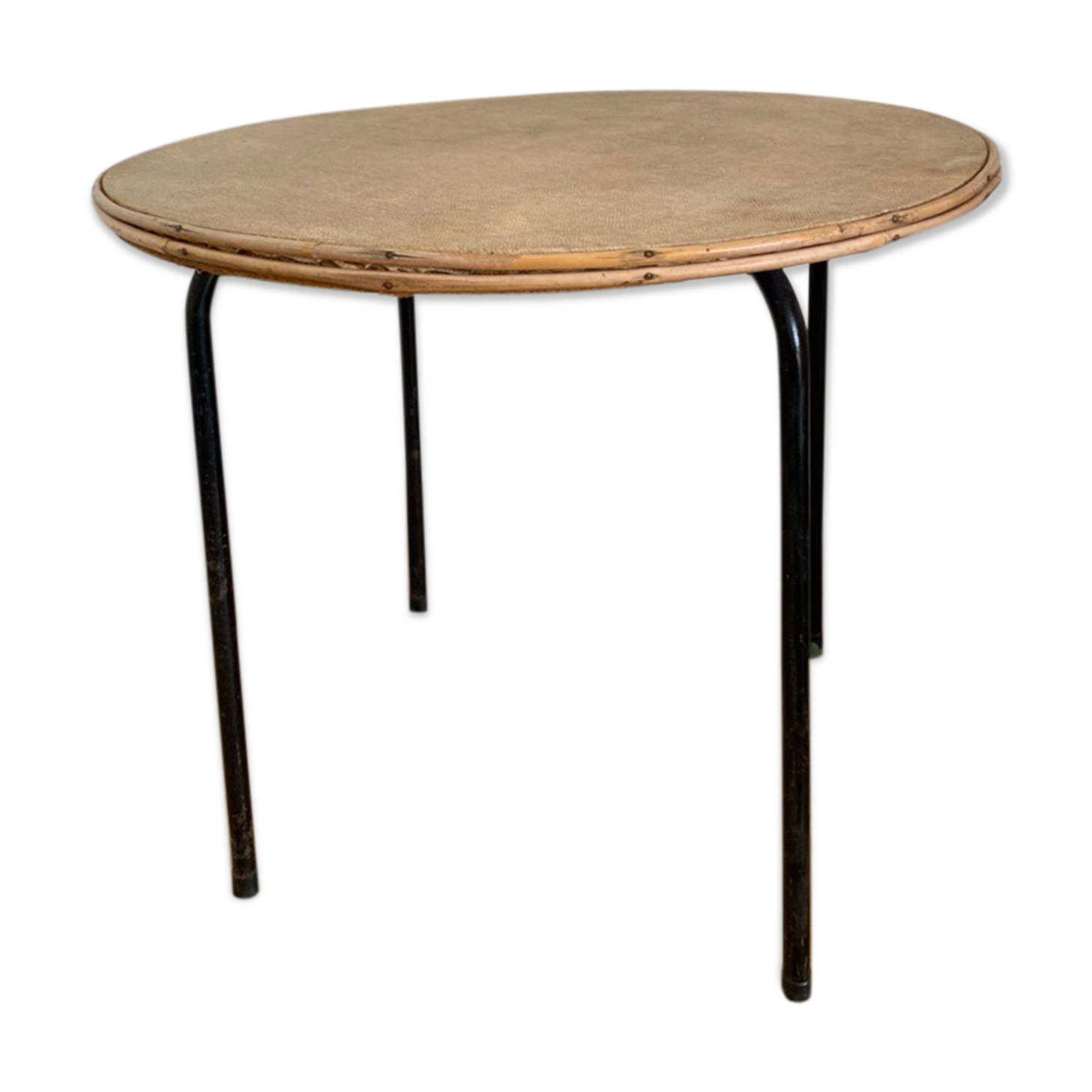 Wood and metal round bass table