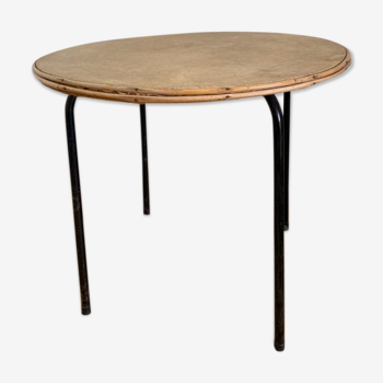 Wood and metal round bass table