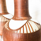 Pair of vintage Chinese porcelain vases circled with wicker