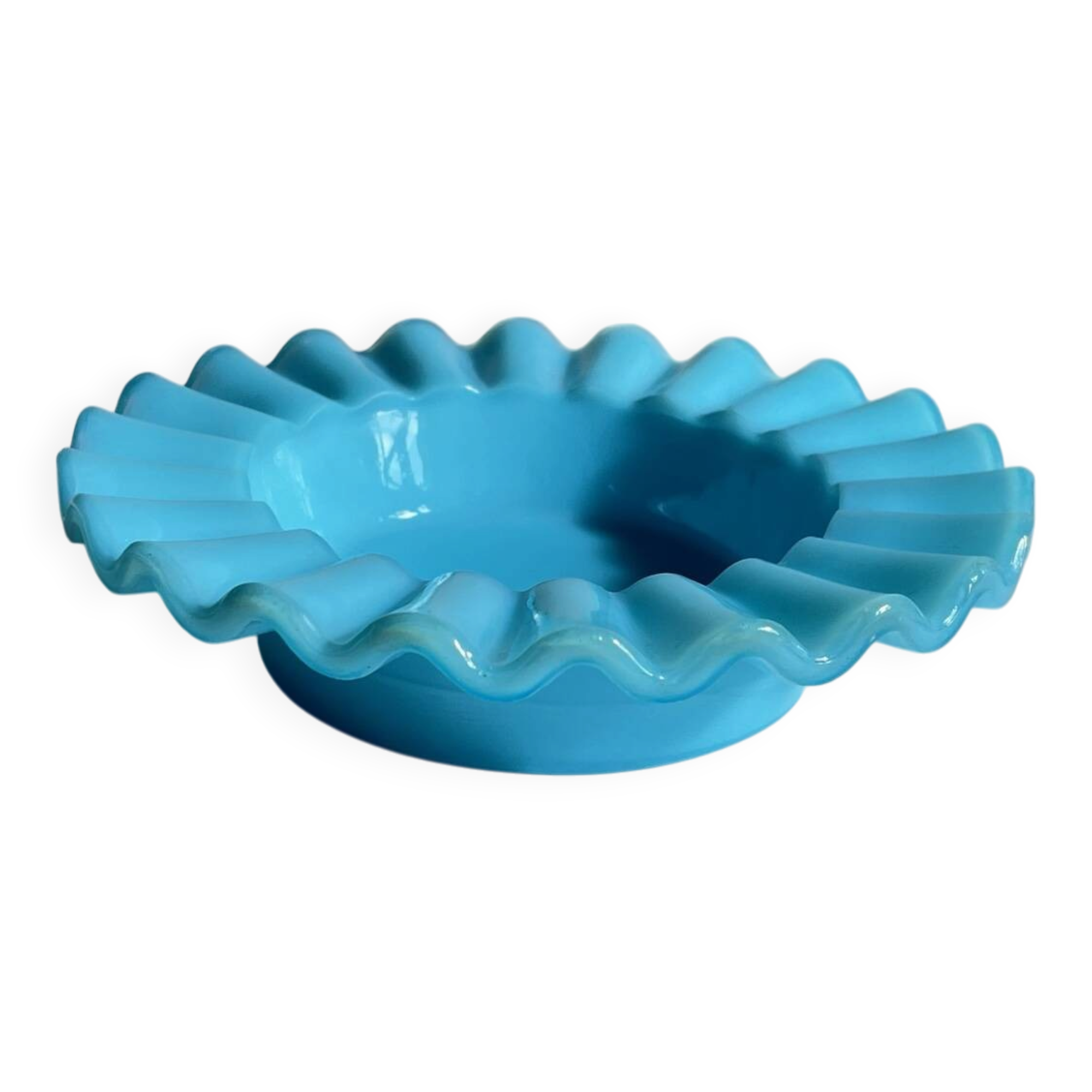 CENDRIER Vide-Poche Verre OPALIN Bleu