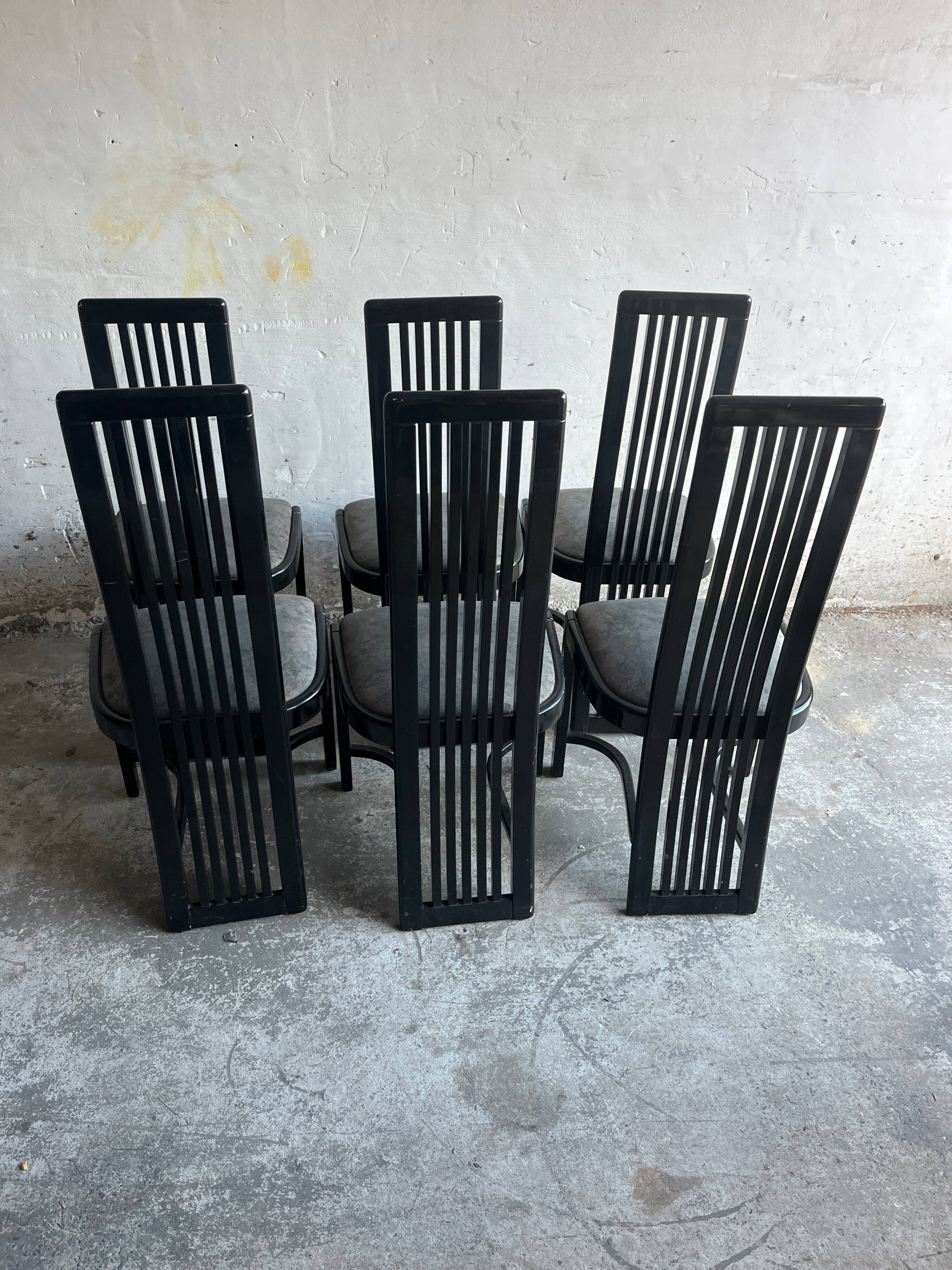 Set of 6 vintage black dining chairs