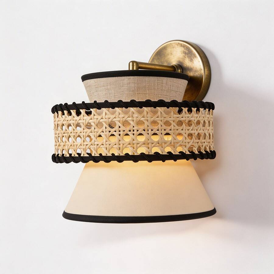 Rattan Fabric Handmade Wall Lamp, 25x25Cm