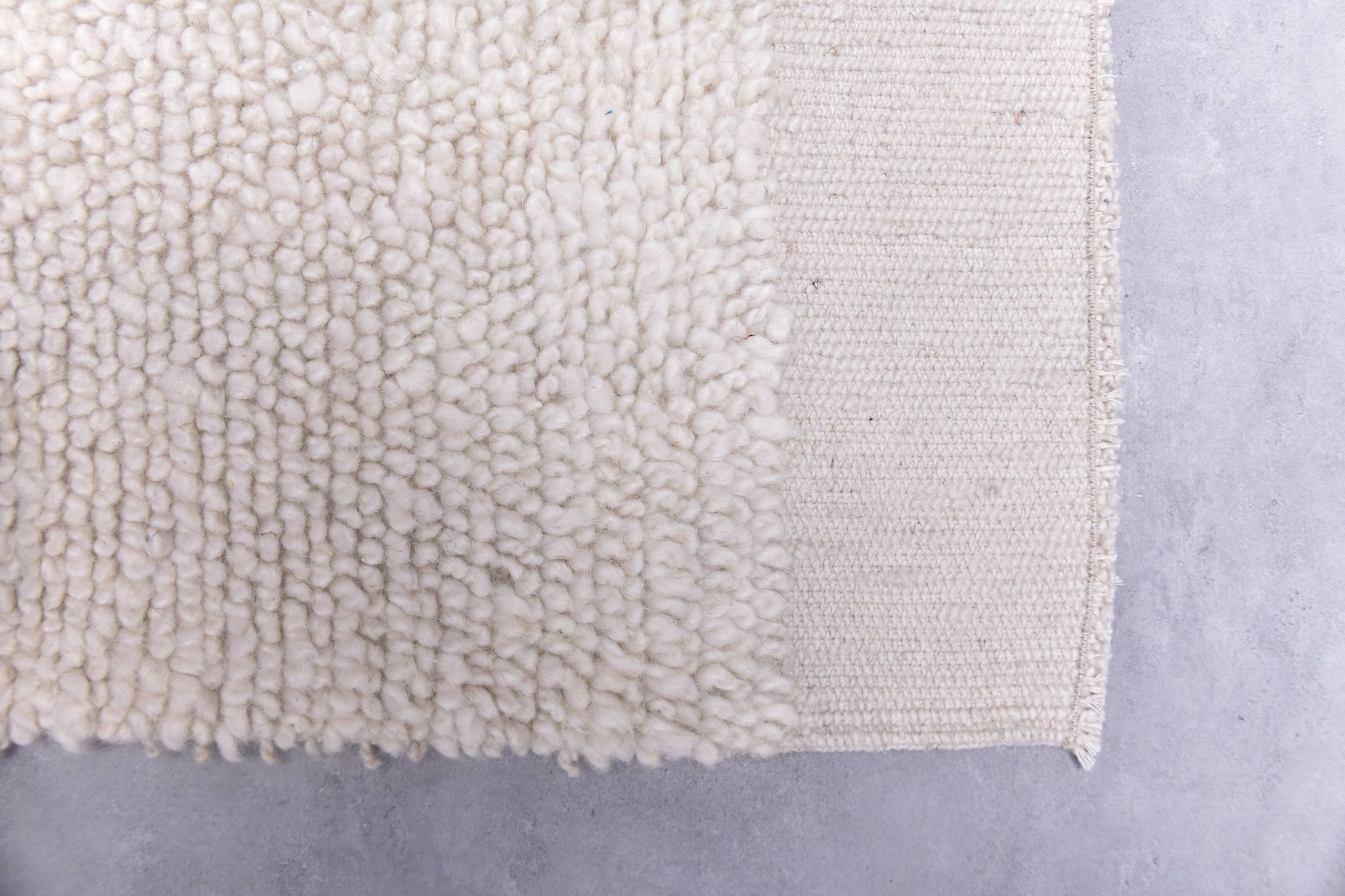 2x10 %100 Wool White Moroccan Runner Rug, 68x303Cm