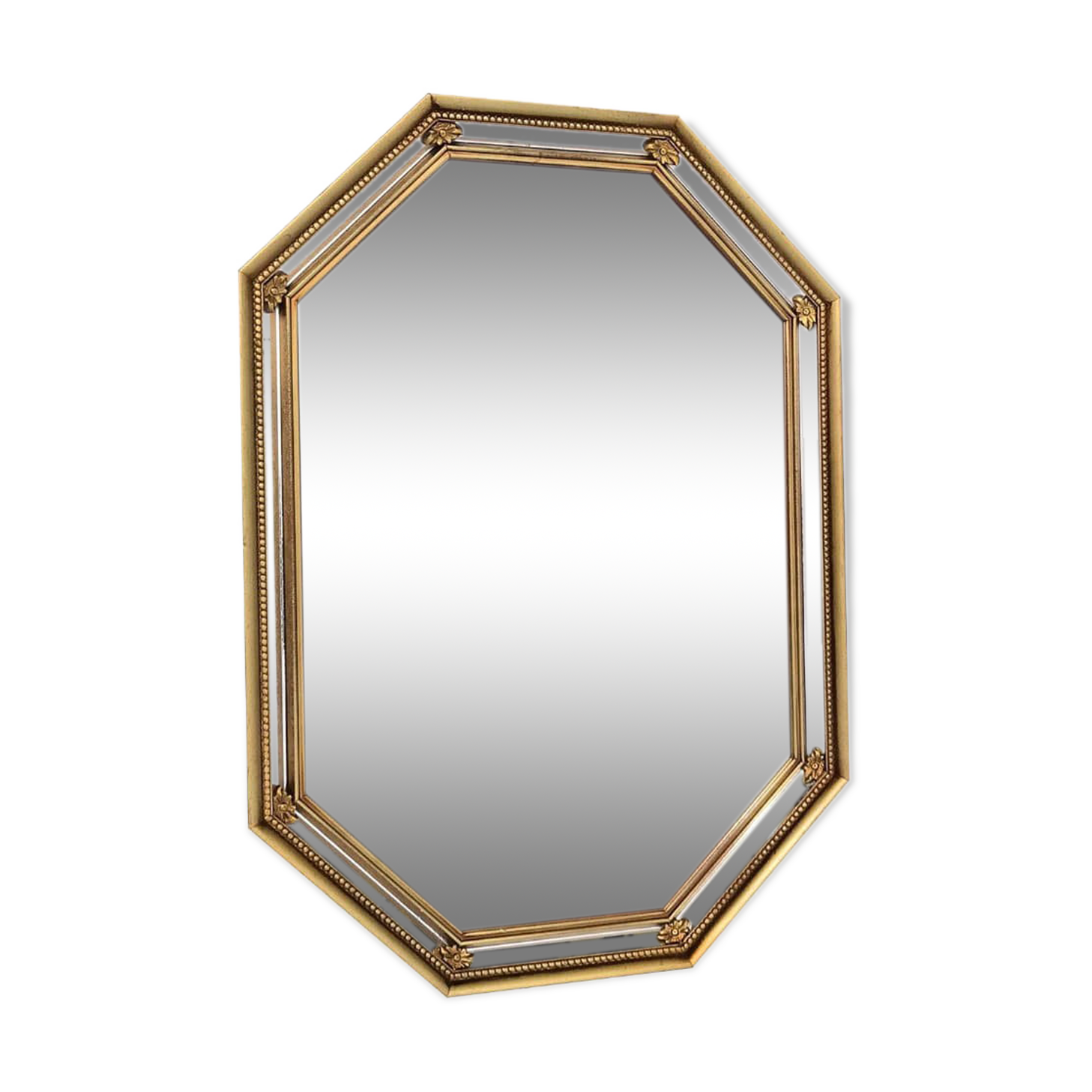 Octagonal wooden mirror from the 1980s