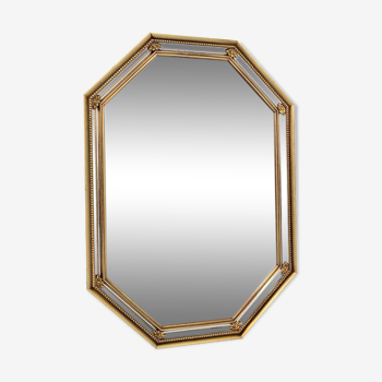 Octagonal wooden mirror from the 1980s