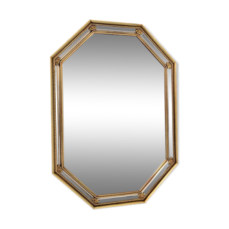 Octagonal wooden mirror from the 1980s