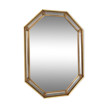 Octagonal wooden mirror from the 1980s