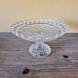 Molded glass compote bowl, geometric decoration