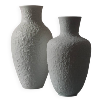 Pair of vintage biscuit porcelain vases by Metzler Ortloff