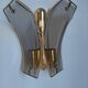Wall lamp two fires in brass and curved glass from the 80s
