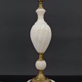 White neoclassical style lamp in alabaster and bronze, italy, circa 1950