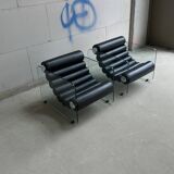 Fauteuil Hyaline en cuir et verre par Fabio Lenci pour Comfortline, Italie années 60