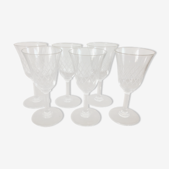 Engraved glass foot glasses (set of 6)