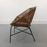 Mid-Century Rattan Bench, 1960s Product Overview