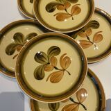 6 Gien earthenware dinner plates, Fuego pattern