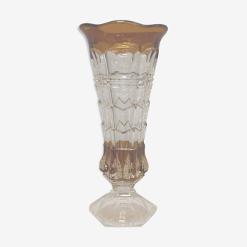 Bohemian crystal vase (amber colour)