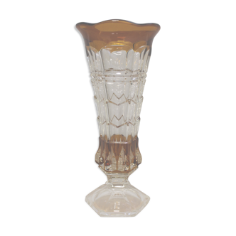Bohemian crystal vase (amber colour)
