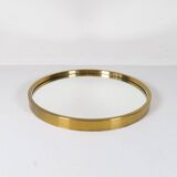 Round brass mirror from the mid-century by Glasmäster in Markaryd, Sweden, 1960s.