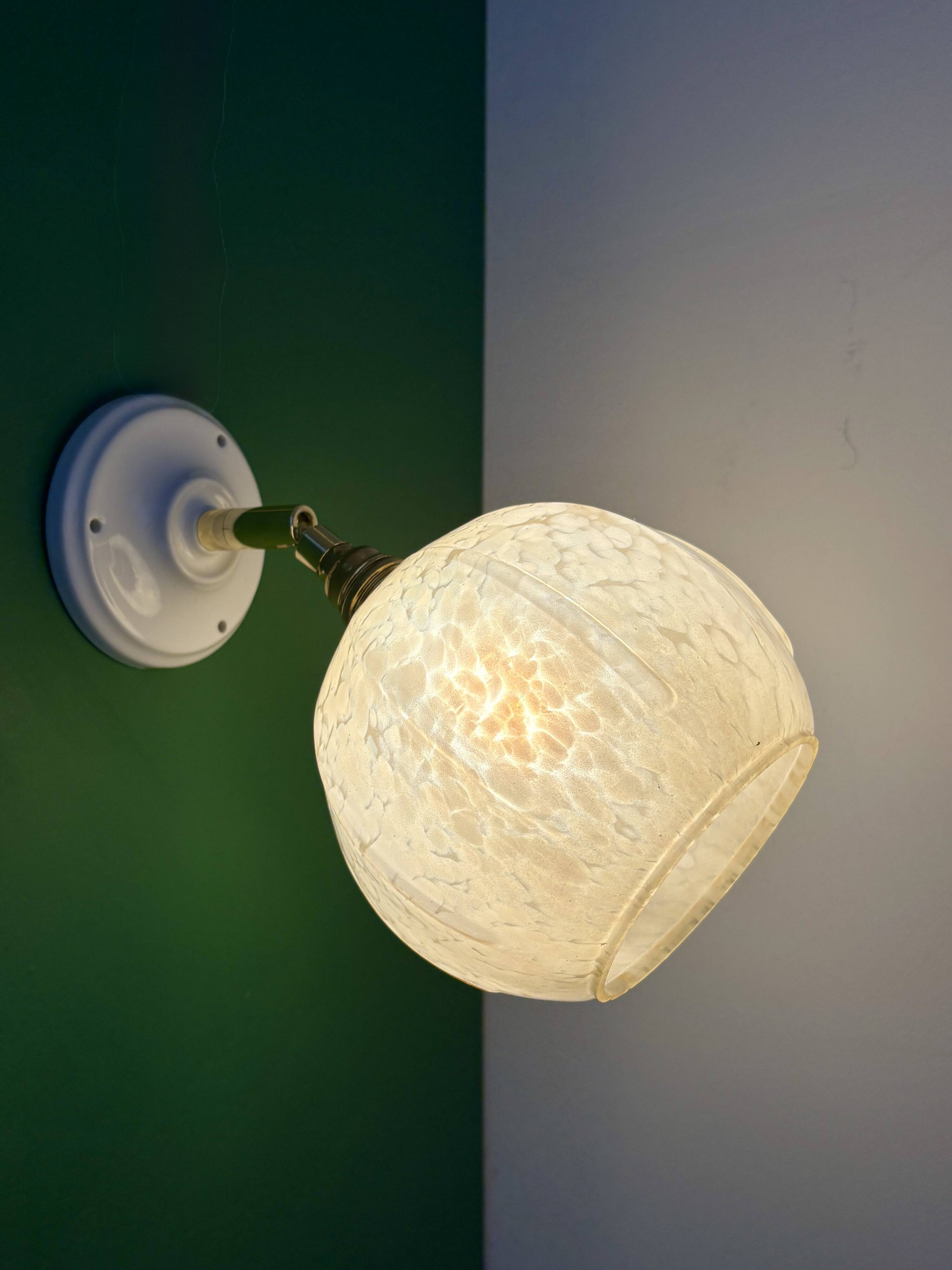 Vintage yellow glass globe wall light