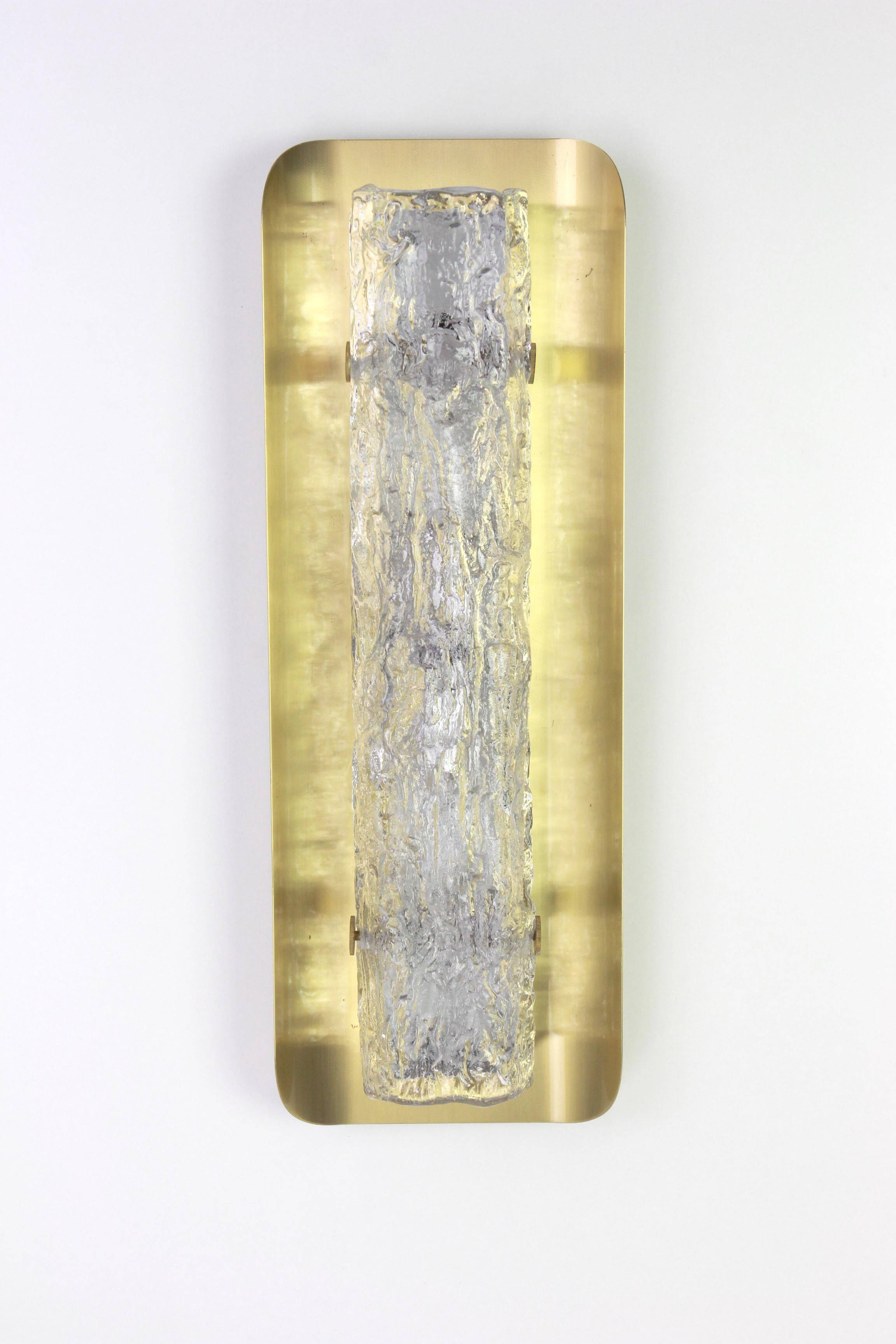 Applique murale en verre de glace Murano par Kaiser, Allemagne, années 1970
