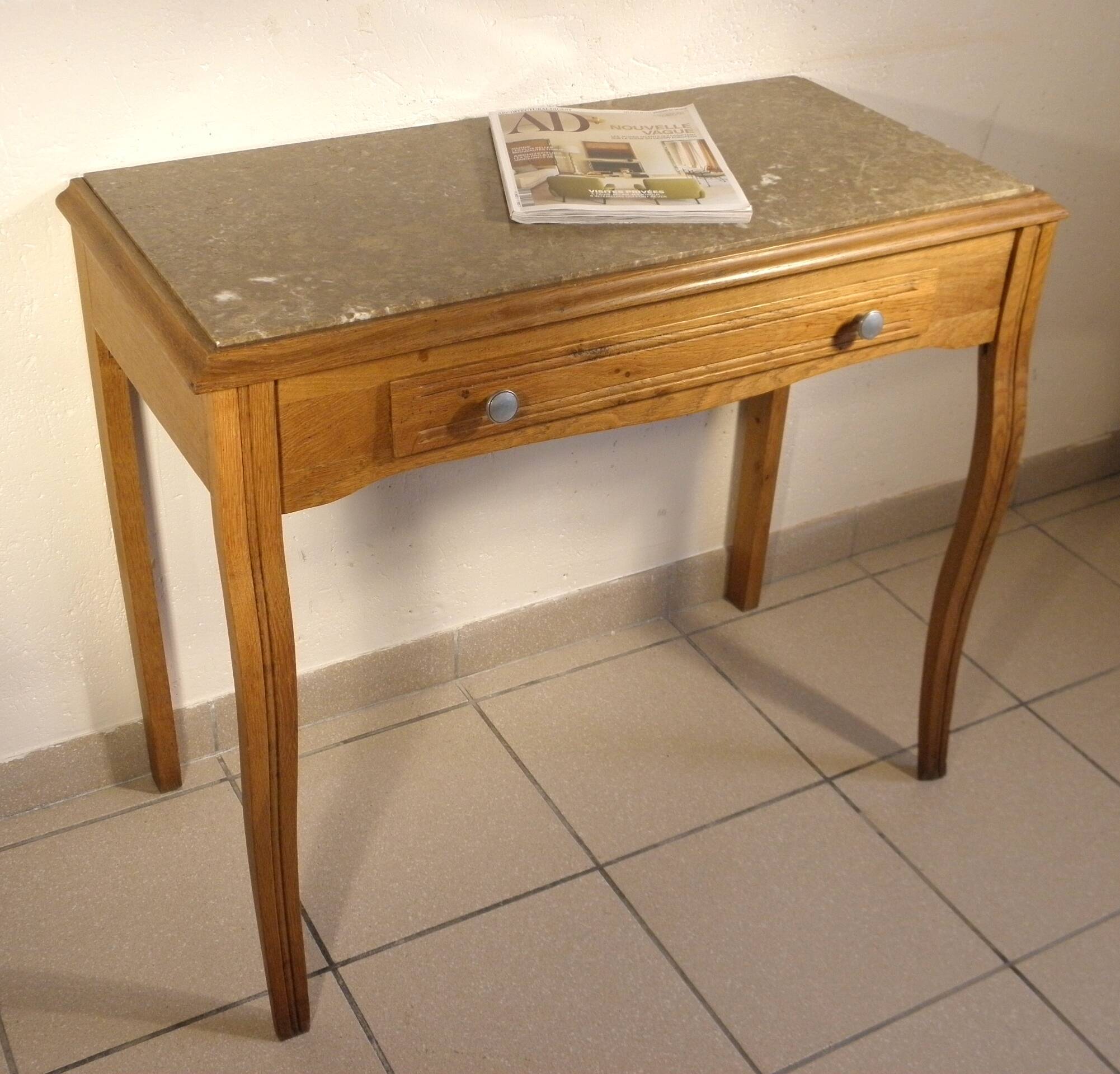 Console, desserte bois et marbre art deco - annees 30