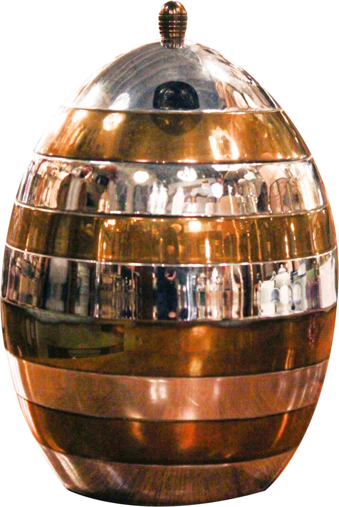 Egg-shaped ice bucket, silver and gold finish – Tommaso Barbi
