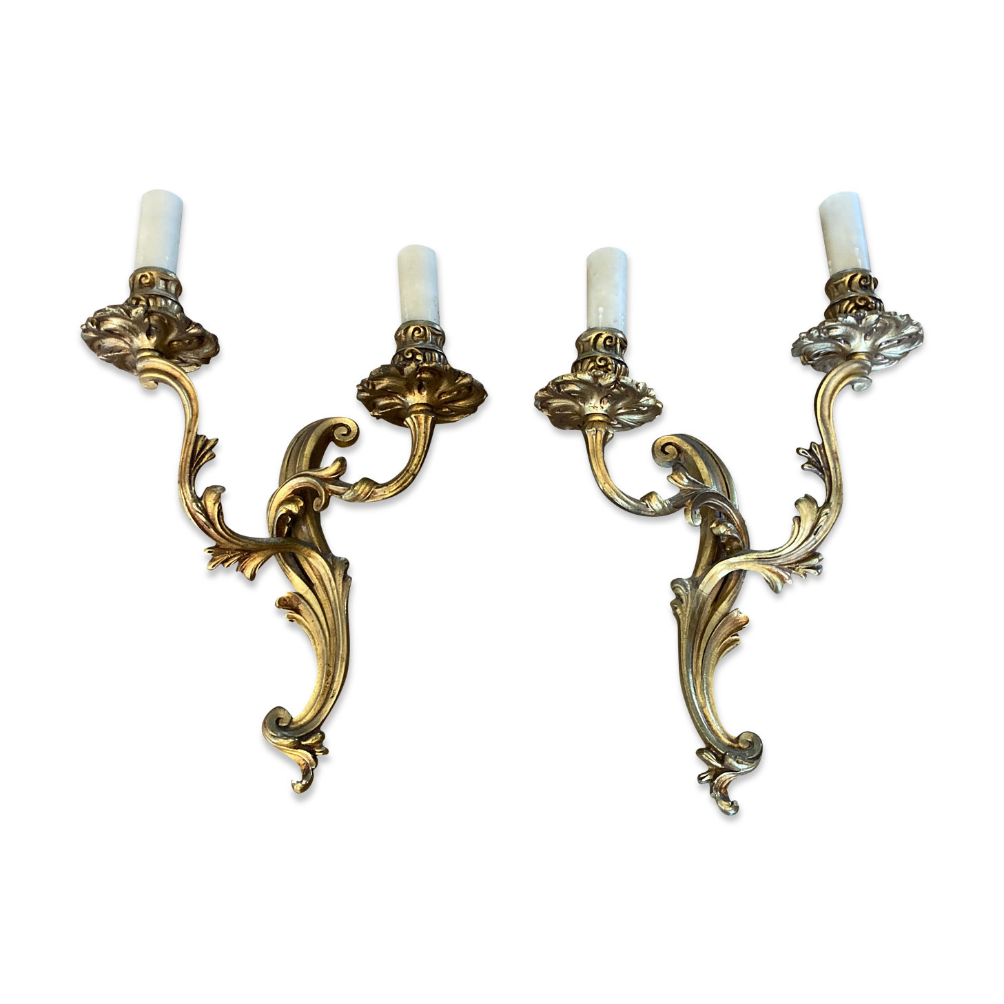 Pair of bronze wall lamps