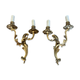 Pair of bronze wall lamps