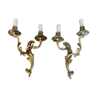 Pair of bronze wall lamps