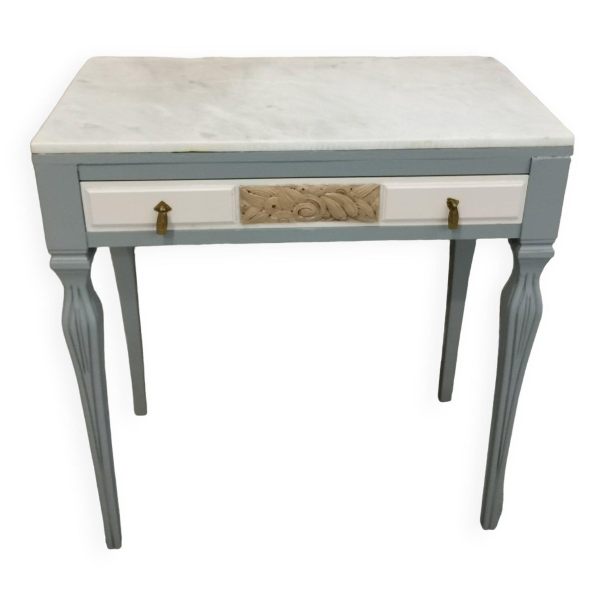 Dressing table with white marble top + chair