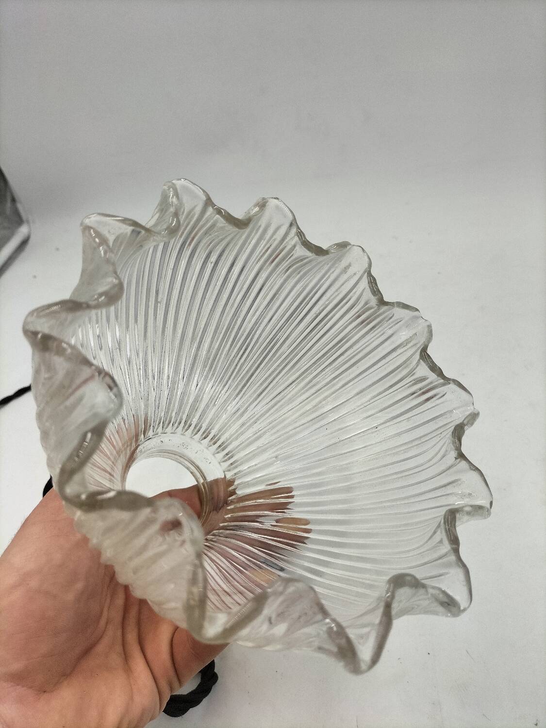 Holophane glass pendant light