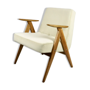 Fauteuil en Chêne Velours Beige