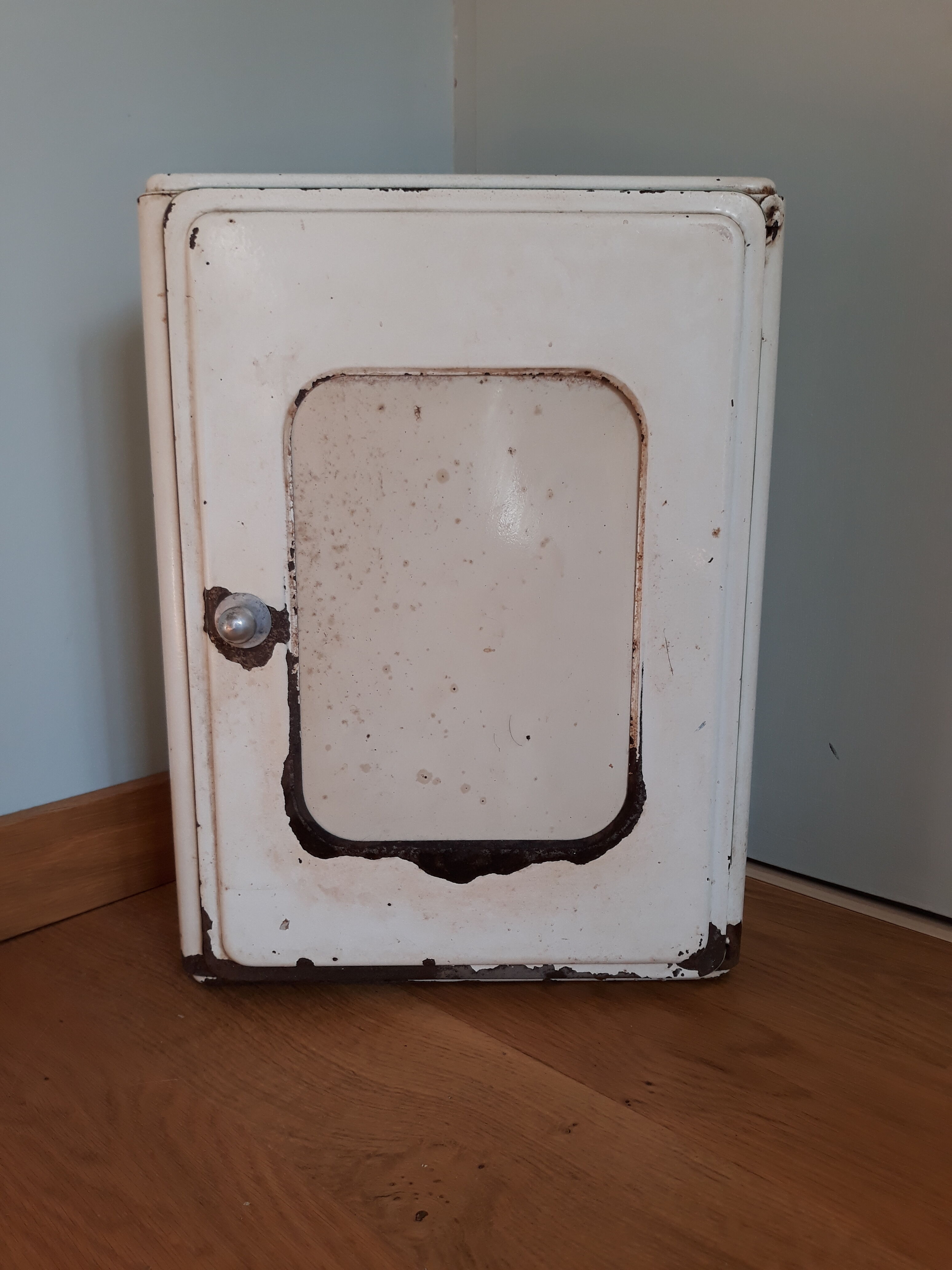 Medicine cabinet or toilet in sheet metal